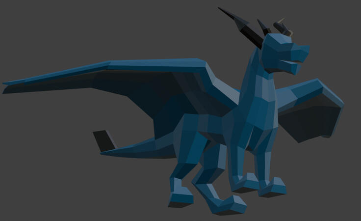 Low-poly, adolescent dragon.